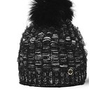 Gebreide wintermuts met zachte pompon, ideaal voor buiten in koude maanden.
