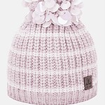 Knit pastel roze pompom muts, warme winteraccessoire, heerlijk voor buiten in koud seizoen.