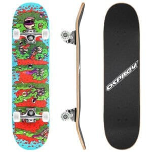 Osprey Slime Edition 31 inch double kick skateboard in groen, rood en zwart met ABEC 5 aanduiding