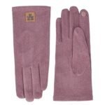 Leren handschoenen voor buiten, roze kleur en goede grip.