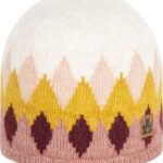 Warm wollen muts met kleurrijk geometrisch patroon voor buiten.