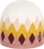 Warm wollen muts met kleurrijk geometrisch patroon voor buiten.