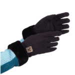 Warm black work gloves with battery and heat system for outdoor use.