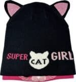 Super leuke meisjes muts met kattenprint en oortjes, ideaal voor buitenplezier.