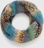 Knitted multicolor infinity scarf, warm and cozy accessory for winter.