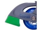 Robust inline skates wheel with green and blue colour accents for outdoor fun.