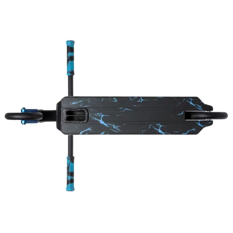 Cutting scooter with blue lightning print and ergonomic handles.