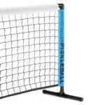 Statafeltennisnet voor buiten, stevig met zwarte en blauwe details.