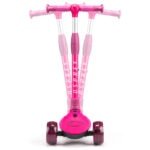 Trottinette rose pour enfants avec trois roues et des poignées réglables pour s'amuser en plein air.