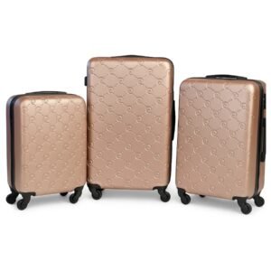 Pierre Cardin suitcase set pink poudré - 3 piece - hard case ABS - 4 caster wheels - with combination lock