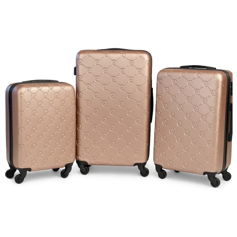 Pierre Cardin suitcase set pink poudré - 3 piece - hard case ABS - 4 caster wheels - with combination lock