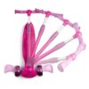 Vélo d'équilibre rose pour enfants avec selle et guidon réglables pour les activités de plein air.
