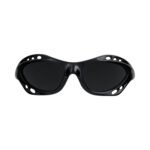 Goggles met zwarte montuur en uv-beschermende lenzen voor outdoor activiteiten.