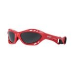 Goggles voor buitensporten, rood met zwarte glazen, geschikt voor watersport en winteractiviteiten.