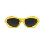 Bright yellow aviation-style sunglasses for outdoor activities.