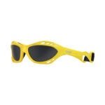 Yellow ski goggles with sunglasses function for outdoor activities and protection.