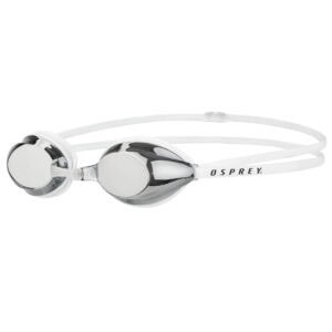 Osprey Kids Pro Race Schwimmbrille - Weiß - Verspiegelte Gläser - Anti-Fog - UV-Schutz - Inklusive Aufbewahrungsbox
