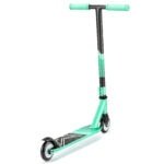 Scooter for outdoors, black and mint green, suitable for children and adults.