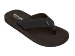 Cool Shoe Corp. Cloud Black slippers - ergonomic men's slippers with water-resistant straps and sturdy profile, sloping front view