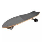 Tough cruiser skateboard with wooden deck and black wheels, perfect for outdoor use.