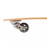 Ultra-light skateboard wheel with metal mounting and wooden deck for outdoor fun.
