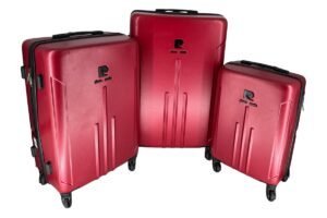Pierre Cardin Jupiter Suitcase Set 3-Piece - Dark Red - 55/65/75 cm - Hard Suitcases with Number Lock & 4 Wheels