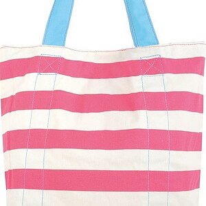 Yello Canvas strandtas wit roze gestreept, ruime 34L