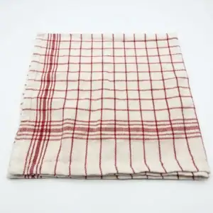Gevouwen katoenen theedoek wit rood 60x63 cm