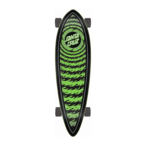 Santa Cruz Flame Ringed Dot Pintail longboard 9.2 black green griptapezijde