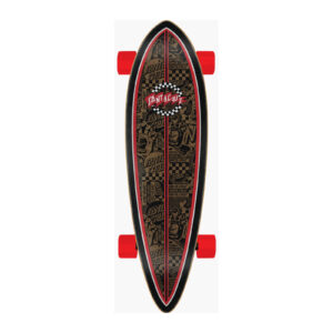 Santa Cruz Banner Check Route Pintail longboard 9.2 black red gold griptapezijde