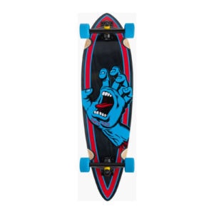 Santa Cruz Screaming Hand Pintail longboard 9.2 black blue bovenaanzicht