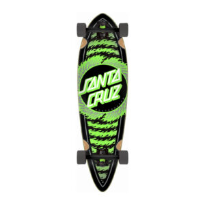 Santa Cruz Flame Ringed Dot Pintail longboard 9.2 black green bovenaanzicht